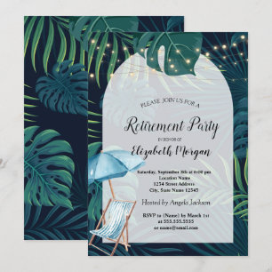 Invitation Chaise de plage, Parasol, Palm Retraite Feuille
