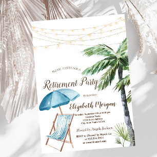 Invitation Chaise de plage, parasol palmier