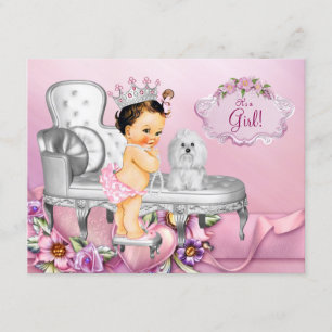 Invitation Chaise rose Baby shower Princess Pearl