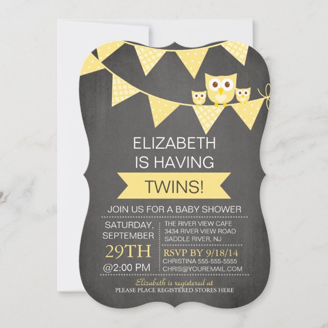Invitation Chalet à charnière Chalet TWINS Baby shower NEUTRE (Devant)