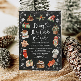 Invitation Chalet de Noël d'hiver Baby shower de vacances