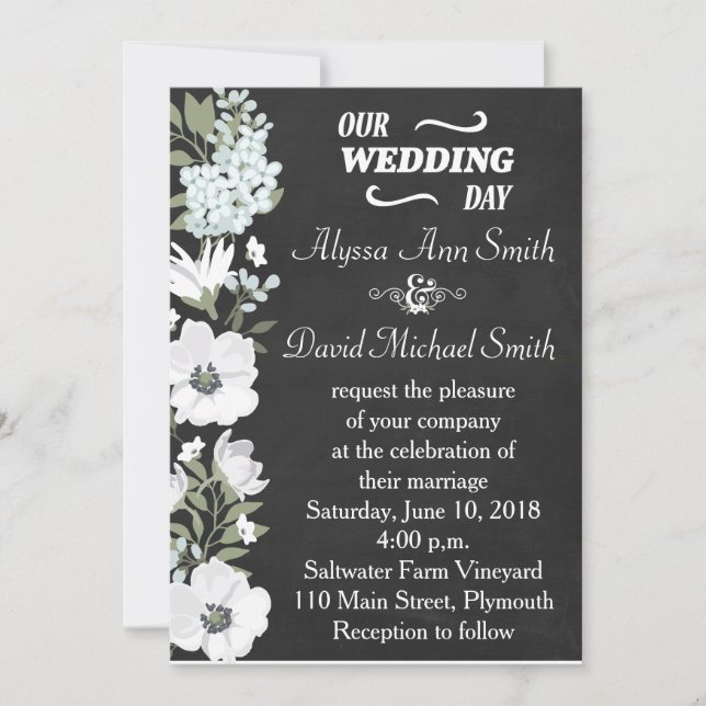 Invitation Chalet et blanc Anémone Mariage floral Invita (Devant)