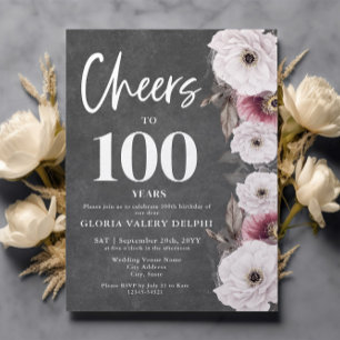Invitation Chalet Floral blanc encourage au 100e anniversaire