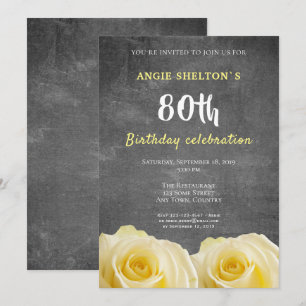 Invitation Chalet rose jaune moderne 80e fête d'anniversaire