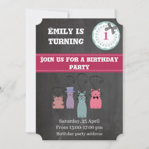 Invitation Chalet tendance mignonne chalkboard drôle chats an