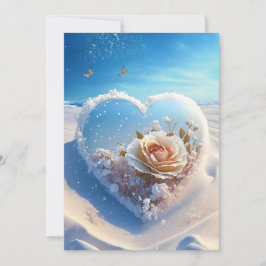 Invitation Chaleur en hiver : Snowy Floral Heart Mariage