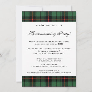 Invitation Chaleureuse Fête de Nouvel Habitat, Motif Tartan D
