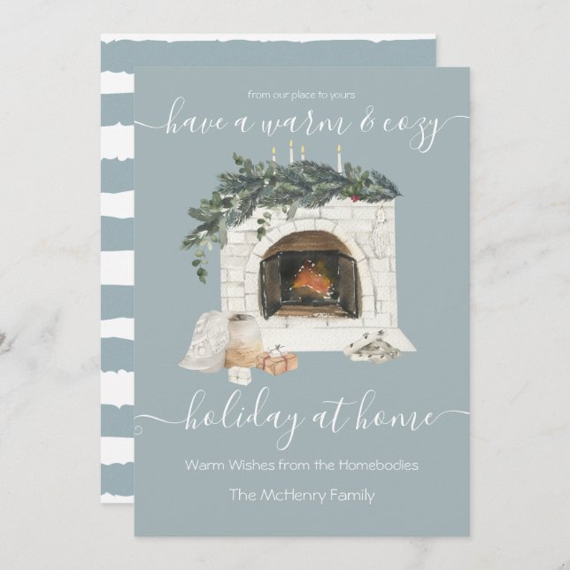 Invitation Chaleureux et confortable cheminée Vacances à Home (Devant / Derrière)