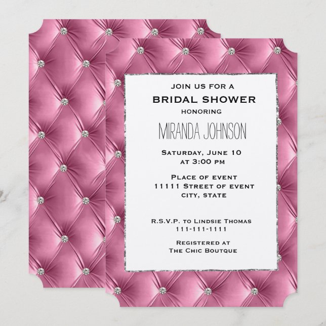 Invitation Chaleureux Rose Faux Velvet Fête des mariées (Devant / Derrière)