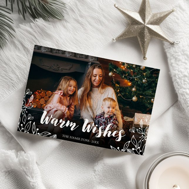 Invitation Chaleureux Souhaits mignons Feuillage d'hiver Phot (Créateur téléchargé)