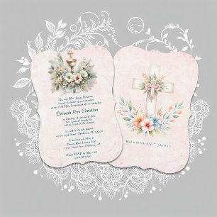 Invitation Chalice Floral blanc et or