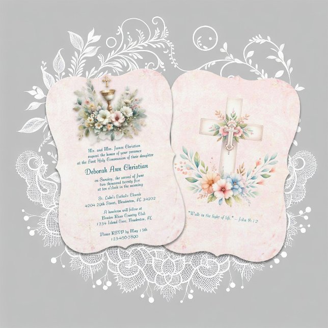 Invitation Chalice Floral blanc et or (Créateur téléchargé)