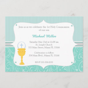 Invitation Chalice Turquoise Première Sainte Communion Invita