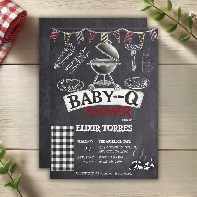 Invitation Chalkboard Baby-Q Grill Baby shower (Créateur téléchargé)
