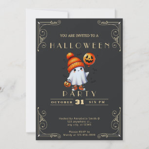 Invitation Chalkboard Black & Gold Ghost Casquettes chauves-s