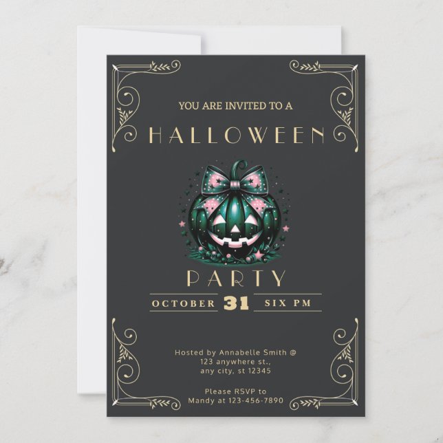 Invitation Chalkboard Black & Gold Jack-O' Lantern Halloween (Devant)