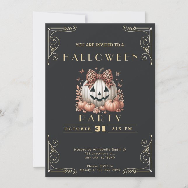 Invitation Chalkboard Black & Gold Jack-O' Lantern Halloween (Devant)