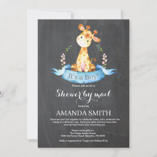 Invitation Chalkboard Boy Giraffe Baby shower par la poste