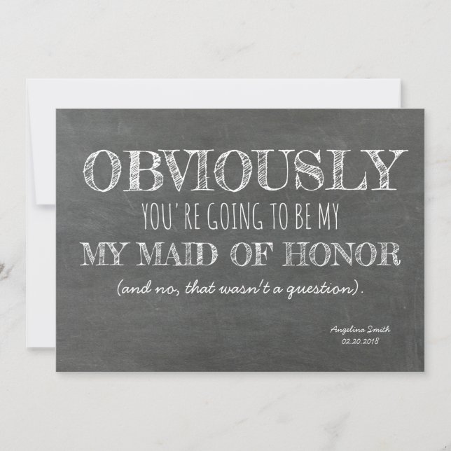 Invitation Chalkboard Bridesmaid / Maid of Honor Funny (Devant)