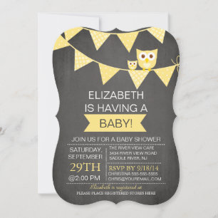 Invitation Chalkboard Bunl Chouette Baby shower neutre