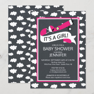Invitation Chalkboard C'est une fille ! Baby shower des fille