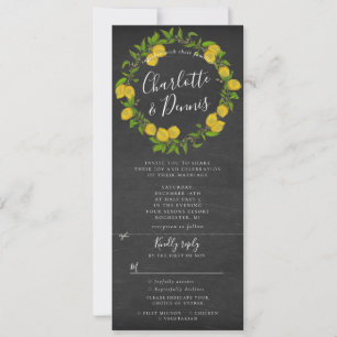 Invitation Chalkboard citron wreath rsvp mariage attaché
