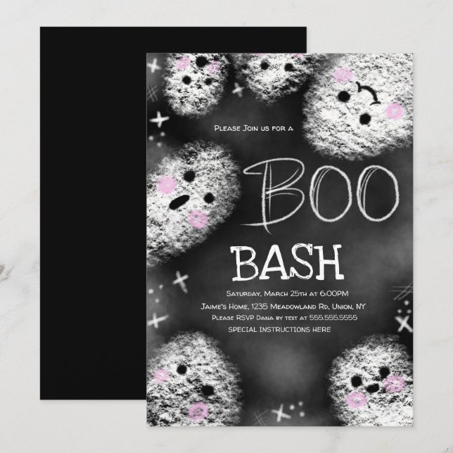 Invitation Chalkboard Costume Boo Fantôme Halloween Anniversa (Devant / Derrière)