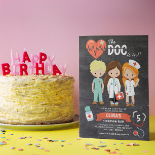 Invitation Chalkboard Doc est en Docteur Anniversaire