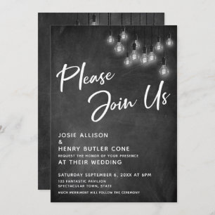 Invitation Chalkboard Edison Lights S'Il Vous Plaît Joignez-V