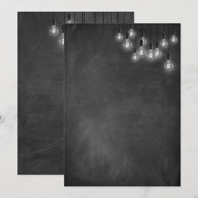 Invitation Chalkboard Edison Lumières Moderne (Devant / Derrière)