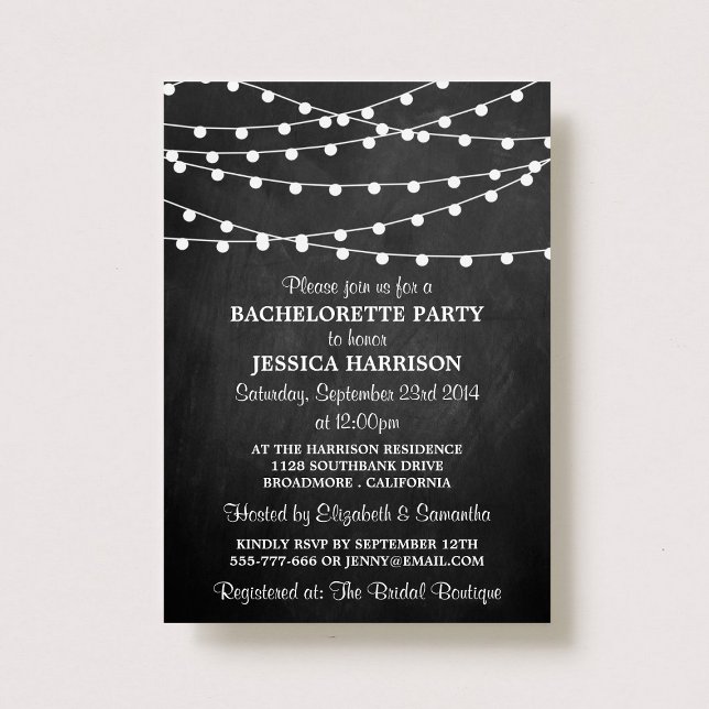 Invitation Chalkboard Fête de Bachelorette (Créateur téléchargé)