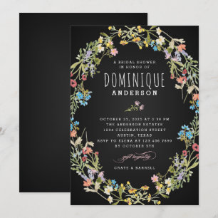 Invitation Chalkboard fleurs sauvages cadre nuptiale douche