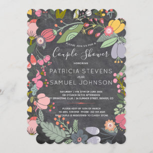 Invitation Chalkboard fleurs sauvages pré-fleur douche