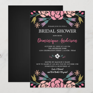 Invitation Chalkboard Floral Bridal