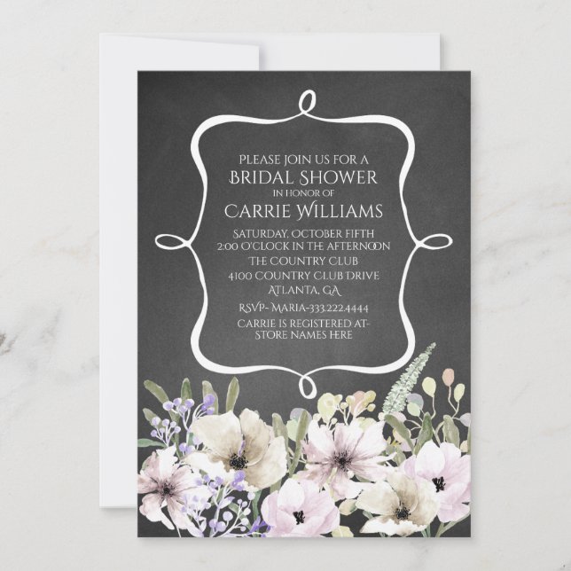 Invitation Chalkboard Floral Bridal (Devant)