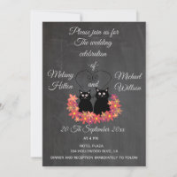 Chalkboard floral drôle mignon chat couple mariage