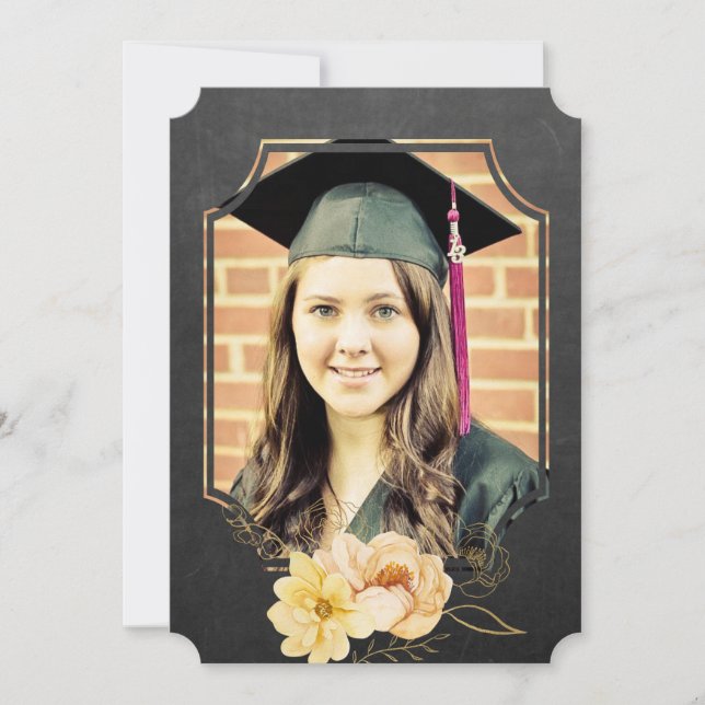 Invitation Chalkboard Floral Graduate Class of 20XX Photo Inv (Devant)