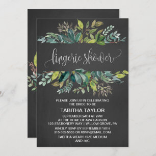 Invitation Chalkboard Foliage Lingerie Douche