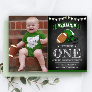 Invitation Chalkboard Football 1er photo de la fête d'anniver