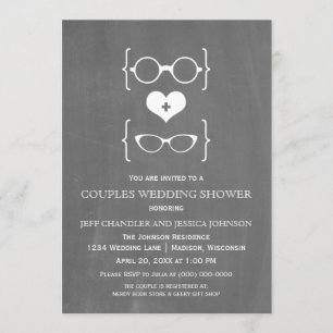 Invitation Chalkboard Geeky Lunettes Couples Douche Invitatio