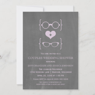 Invitation Chalkboard Geeky Lunettes Couples Douche Invitatio