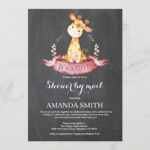 Invitation Chalkboard Girl Giraffe Baby shower par la poste