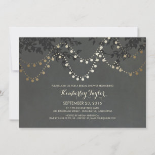 Invitation Chalkboard Gold String Fête des mariées