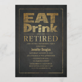 Invitation Chalkboard Golden Effet Funny Retirement Party