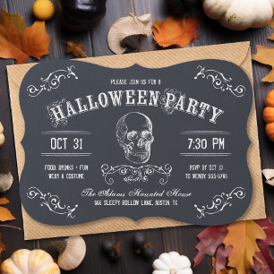 Invitation Chalkboard Halloween Costume Party