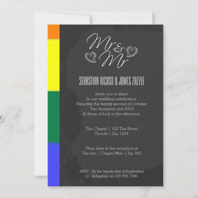 Invitation Chalkboard Heart Doodle avec Mariage détail de la  (Devant)