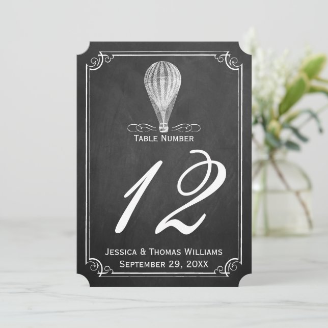 Invitation Chalkboard Hot Air Balloon Collection Mariage (Debout devant)