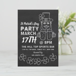 Invitation Chalkboard Leprechaun, St Patrick's Day Party