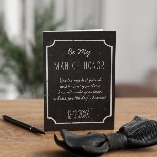Invitation Chalkboard Mariage Be My Man of Honor Request Card