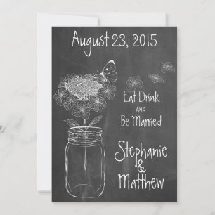 INVITATION CHALKBOARD MASON JAR GARDEN MARIAGE